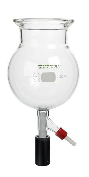 Récipient de réaction Rettberg, 20000 ml, DN 200, avec rainure, sphérique, vanne de vidange inférieure, 134212791