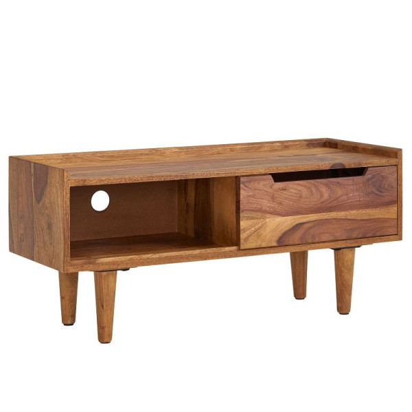 Wohnling Lowboard Sheesham Bois Massif 95x44x34 cm Commode TV avec Porte Coulissante, Meuble TV Design Haut, Table TV Meuble TV Moderne, WL6.554