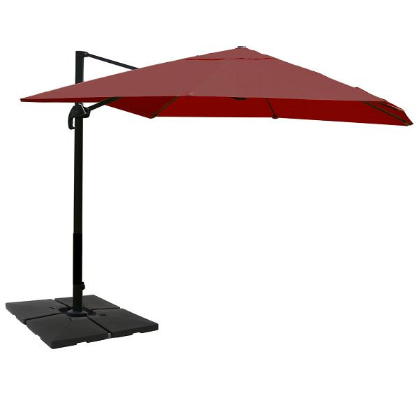 Mendler gastronomy parapluie feu tricolore HWC-A96, parasol, 3x4m (Ø5m) polyester/aluminium 26kg, bordeaux avec support, 134331+35661
