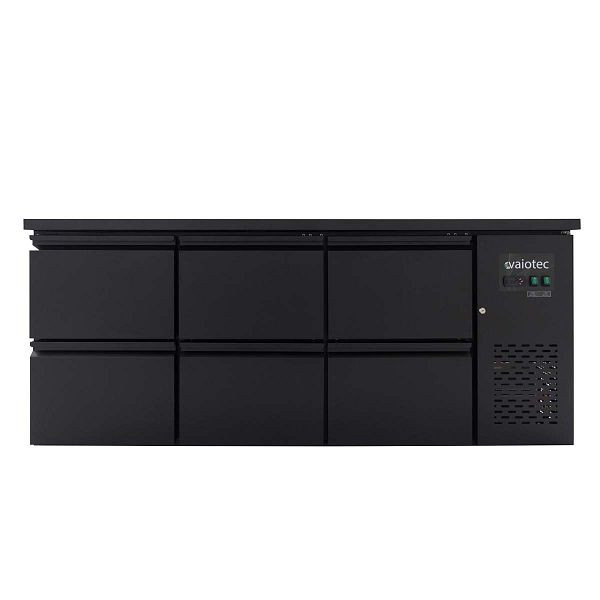 Table réfrigérée bar Vaiotec EASYLINE noir / 6 tiroirs - 425 l, 200,5x52x84 cm, 10043