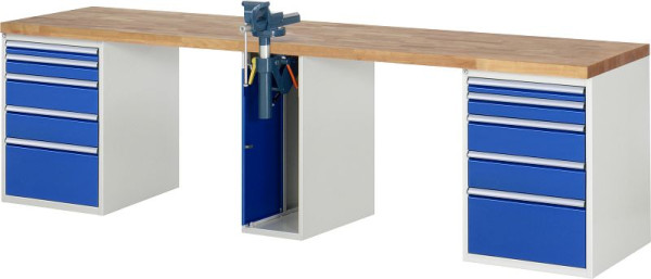 Établi RAU série 7000 - conception modulaire, 10 x tiroirs, 1 x armoire à étaux, 3000x840x700 mm, 03-7511A0-307B4S.11