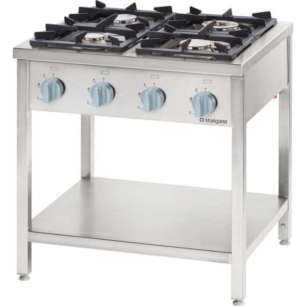 Réchaud à gaz Alpha Work en inox série 700 - G30, 4 brûleurs (3,5+5+2x7), 800 x 700 x 850 mm à monter soi-même, 105115