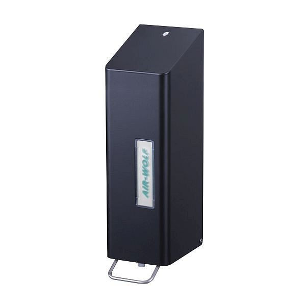 Distributeur de savon et de désinfectant Air Wolf, série Omega, H x L x P : 328 x 97 x 142 mm, acier inoxydable revêtu de noir mat, 29-502