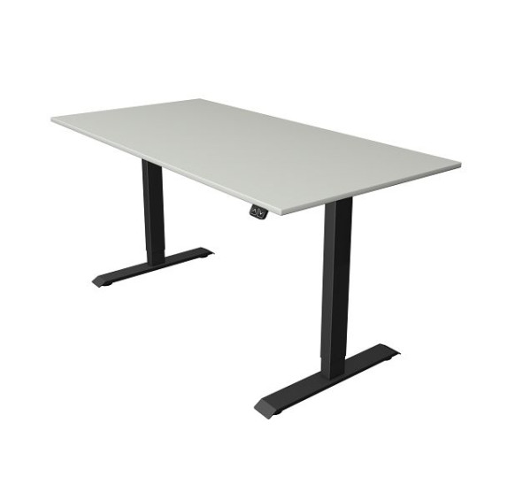 Table assis/debout Kerkmann L 1600 x P 800 mm, réglable en hauteur électriquement de 740 à 1230 mm, gris clair, 10181311