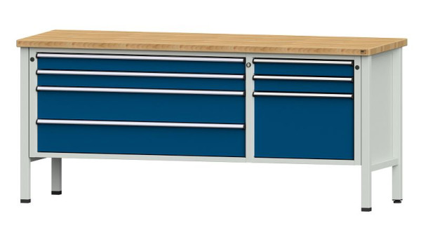 Établis ANKE Établi en caisson, modèle 288 V, 2000 x 700 x 890 mm, RAL 7035/5010, BMP 40 mm, 304.629