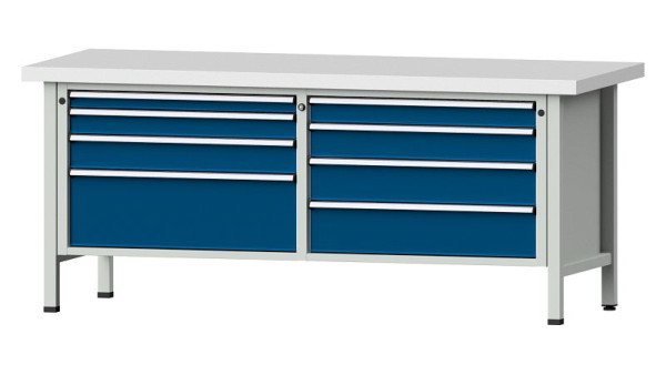 Établis ANKE Établi en caisson, modèle 144 VX, 2000 x 800 x 850 mm, RAL 7035/5010, KSP 50 mm, 330.166