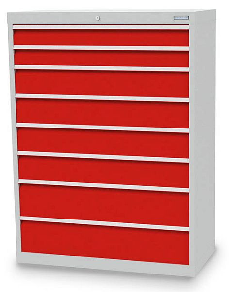 Armoire à tiroirs Bedrunka+Hirth, profondeur 500 mm, R 36-16, 980 x 500 x 1039 mm, 8 x tiroirs (2x 100VA, 4x 150VA, 2x 200VA), capacité de charge 50 kg, 913.242