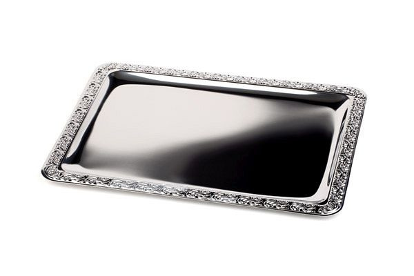Plateau APS -SCHÖNER ESSEN-, 60 x 40 cm, acier inoxydable 18/0, avec bord décoratif, 00385