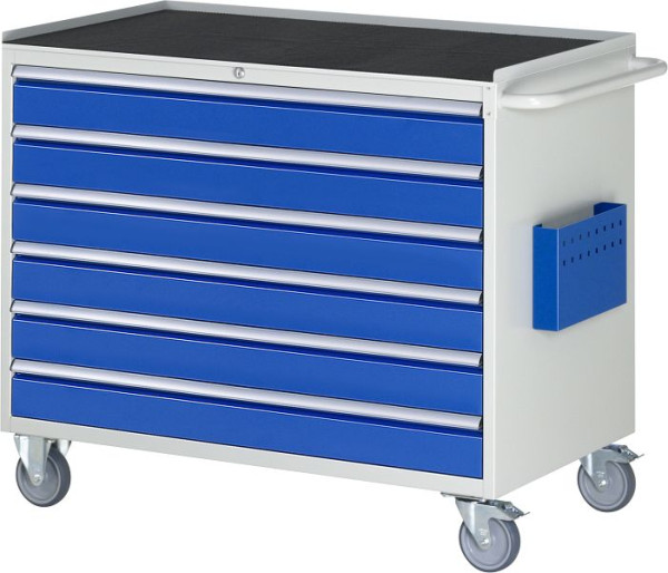 Chariot de montage RAU série 7000, L1145xP650xH975mm, support métallique avec bord roulant 3 côtés et tapis antidérapant, tiroirs : 6xH120mm, 05-XXL5.16A-MT.11