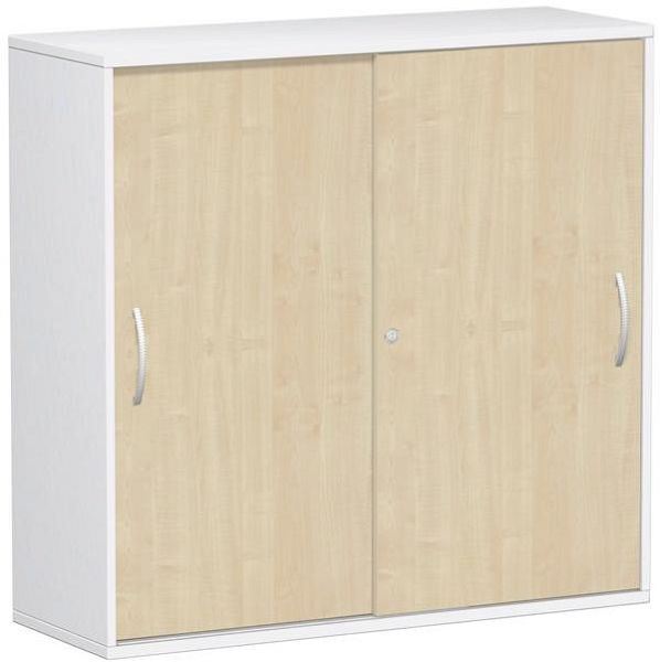 geramöbel panneau supérieur d'armoire à portes coulissantes 25 mm, avec pieds, verrouillable, 1200x425x1182, érable/blanc, S-312353-AW