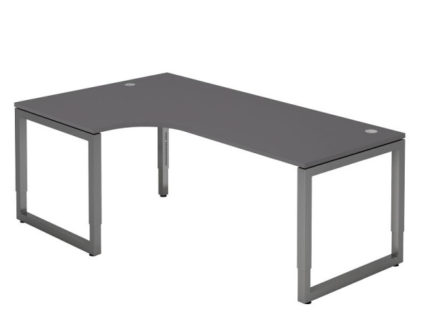 Hammerbacher table d'angle pied O carré 200x120cm graphite/graphite, forme d'angle 90°, peut être monté à gauche ou à droite, VRS82/G/G