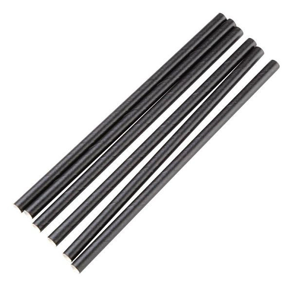 Fiesta Compostable Pailles en papier compostables emballées individuellement 14 cm Noir (Lot de 250), FP441