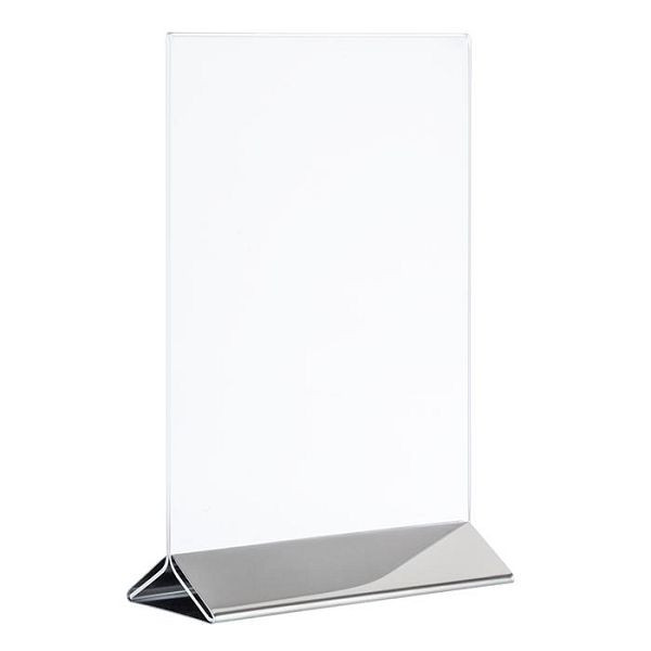 Porte-cartes APS, 2 parties, 15 x 7 cm, hauteur : 23 cm, acier inoxydable, acrylique, convient pour DIN A5, 71522