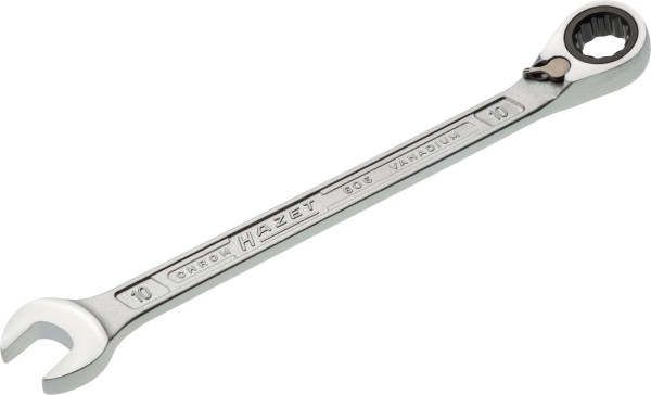Clé mixte à cliquet Hazet, profil de traction double hexagonal externe, 10 mm, 606-10