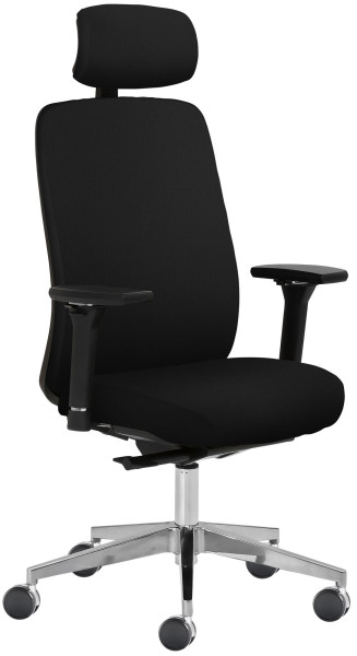 Mayer Sitzmöbel chaise pivotante, accoudoirs 4D, piètement en aluminium, roulettes pour tapis, noir, tissu, 2229_AV4D_KS_SYM++_POL_30617