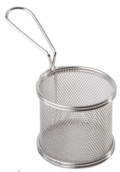 Panier de service APS, Ø 9 cm, hauteur : 8,5 cm, anse 9 cm, acier inoxydable, -SNACK HOLDER-, 40601