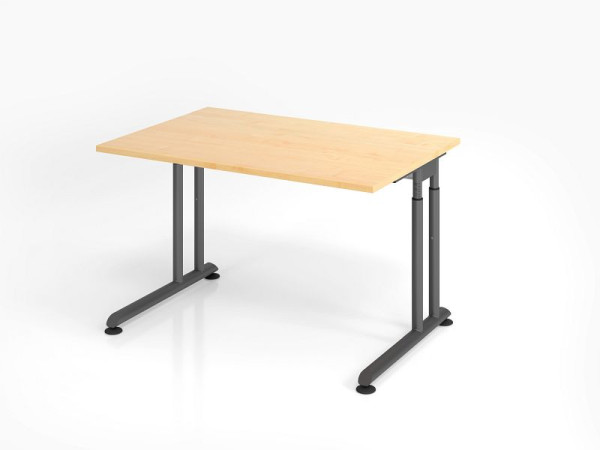 Bureau Hammerbacher ZS12, 120 x 80 cm, plateau : érable, épaisseur 25 mm, chant épais en ABS, forme rectangulaire, graphite, VZS12/3/G