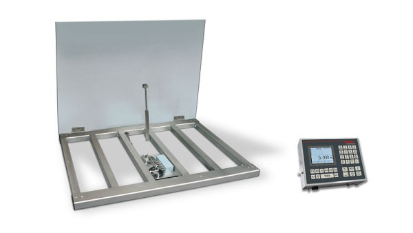 Balance au sol Soehnle, calibrée en acier inoxydable, avec terminal 3025, pliable, charge maximale : 300 kg, incréments numériques : 50/100 g, 1000 x 800 mm, 7788.01.001/5710.00.008