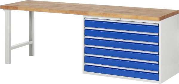 Etabli RAU série 7000 - modèle 7716, L2500 x P700 x H890 mm, base système L2500 x P650 x H850 mm, 03-7716A1-257B4M.11