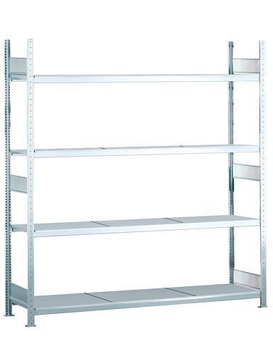 Rayonnage grande portée Schulte avec tablettes en acier, champ de base, 4 niveaux de rangement, largeur des compartiments 2500 mm, 2560 x 436 x 2500 mm, 278904