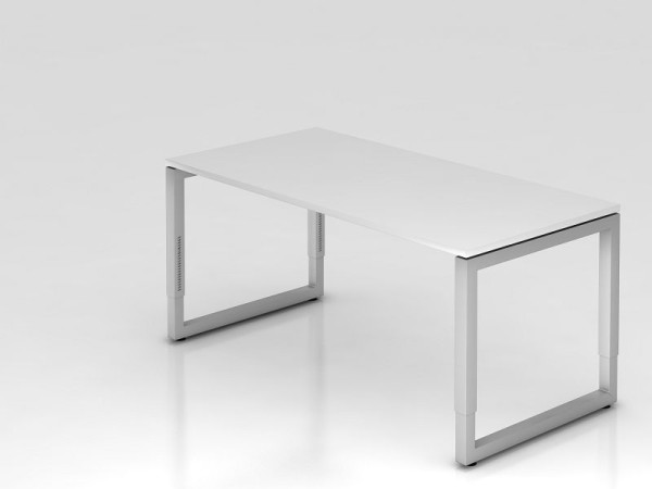 Bureau Hammerbacher O-foot carré 160x80cm blanc, forme rectangulaire avec plateau flottant, VRS16/W/S