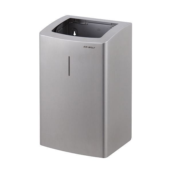 Poubelle Air Wolf d'un volume de 25 litres, série Alpha, H x L x P : 431 x 265 x 224 mm, acier inoxydable brossé, 60-132