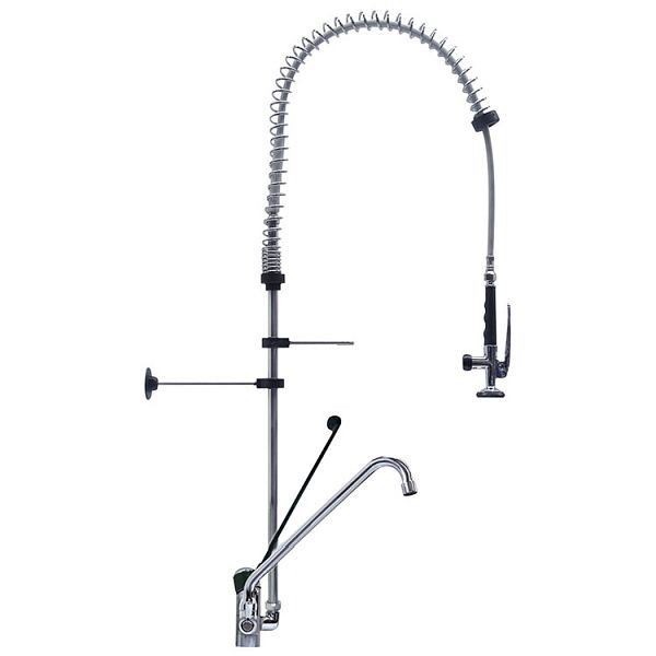 Douchette de prélavage monobloc Gastro-Inox équipée d'une commande mains libres et d'une grue pivotante, 1200 mm, haute performance, 402.111