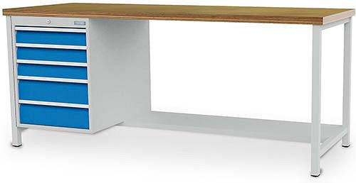 Établi à caissons Bedrunka+Hirth série 2000 R18-24, 3x100, 2x150 mm, tiroir à extension totale 100%, 2000 x 750 x 959 mm, 03.19.19V9