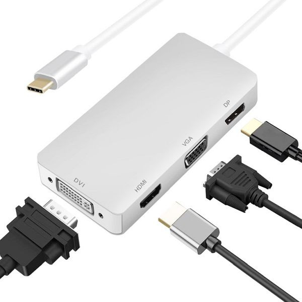 Station d'accueil Helos, fiche USB 3.1 Type-C™/prise DP/HDMI/DVI/VGA, PREMIUM 4K, argent, 288388