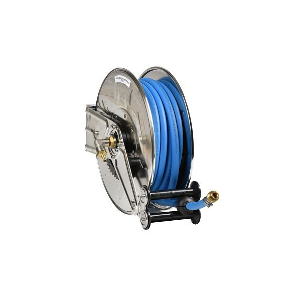Enrouleur Ebinger OSM 310, max.17bar / 50 °C, 18m - 10mm ID tuyau d'air comprimé PVC, boîtier : acier inoxydable, 1.314.102