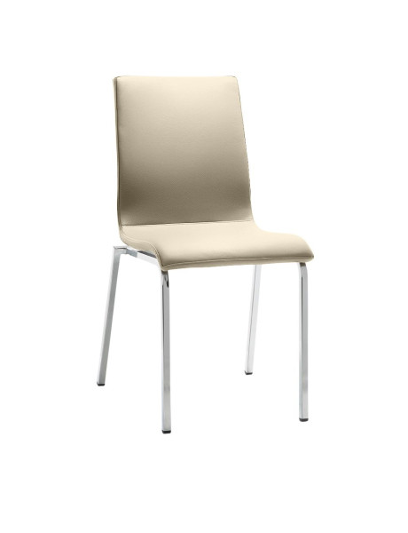 Chaise Mayer Sitzmöbel , structure chromée, tube rectangulaire, taupe, 2120_01_30484