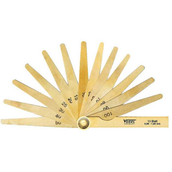 Jeu de jauges d'épaisseur Vogel Germany, laiton, 0,05 - 1,00 mm, 13 feuilles, 414105