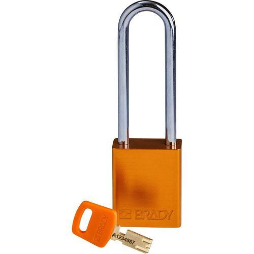 Cadenas Brady SafeKey, aluminium transparent, hauteur de l'anse 76,20 mm, orange, 311996