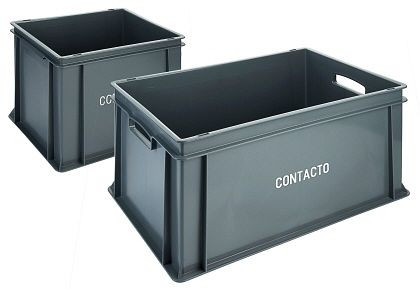 Caisse de transport empilable Contacto, plate 60 x 40 x 21,5 cm, grise, 2511/621