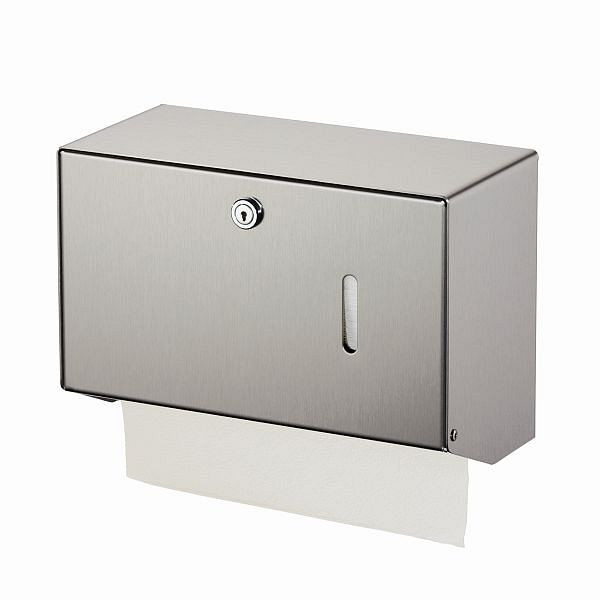 Distributeur d'essuie-mains Air Wolf pour jusqu'à 400 essuie-mains pliés, série Omicron II, H x L x P : 190 x 275 x 130 mm, acier inoxydable brossé, 35-742