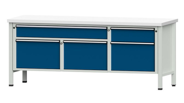 Établis ANKE Établi en caisson, modèle 280 V, 2000 x 700 x 840 mm, RAL 7035/5010, KSP 40 mm, 304.504
