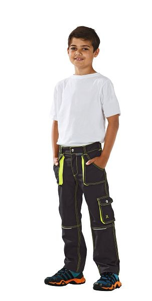 Pantalon Planam Basalt Neon Junior, anthracite/jaune, taille 110/116, 6110110