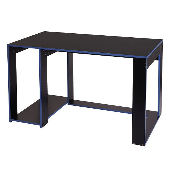 Bureau Mendler HWC-J26, table de bureau pour ordinateur, 120x60x76cm, noir-bleu, 75840