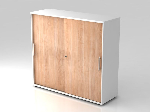 Armoire à portes coulissantes Hammerbacher 3OH 120cm poignée de garde-corps blanc/noyer, 120x40x110 cm (LxPxH), V1753S/W/N/RE