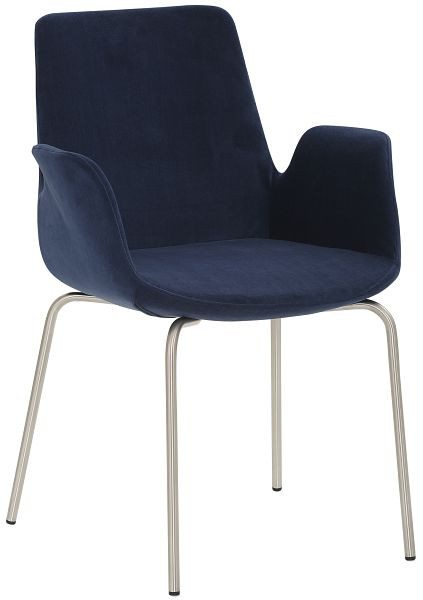Fauteuil Mayer Sitzmöbel myHELIOS, revêtement d'assise et de dossier velours bleu foncé, structure à quatre pieds chrome brossé, 2009_V4_30602