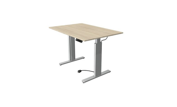 Kerkmann Move 3 table assis/debout argent, L 1200 x P 800 mm, réglable en hauteur électriquement de 720 à 1200 mm, érable, 10231750