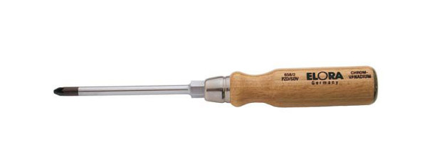 Tournevis ELORA avec manche en bois, Pozidriv, 658, longueur de la lame: 200 mm, 0658000041000
