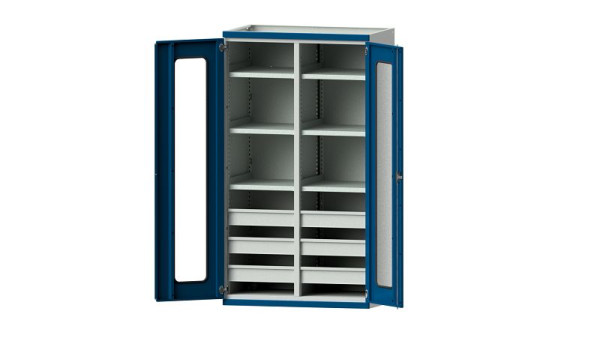 Etablis ANKE, armoire pour charges lourdes, modèle 203, 1085 x 630 x 1950 mm, zone de visualisation en plexiglas, RAL 7035/5010, 620.073