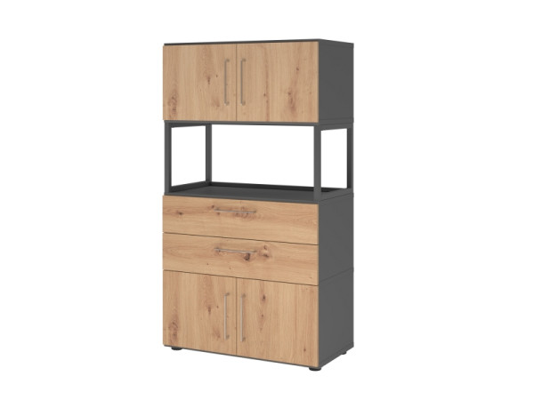 Armoire combinée Hammerbacher, 4OH, graphite/chêne astre, VFW48K7RG/G/R/BS