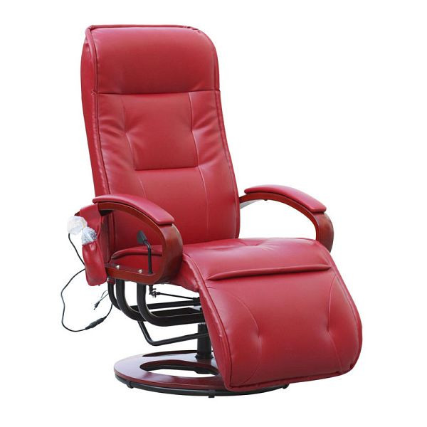 Fauteuil de relaxation Mendler ARLES II, fauteuil de relaxation, fauteuil de massage, AVEC massage, cuir, rouge, 11745