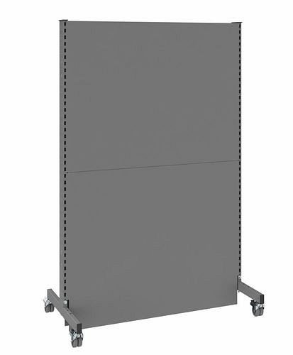 Cloison acoustique mobile DENIOS, champ de base, L 1250, H 2000 mm, tôle perforée acoustique d'un côté, grise, 293064