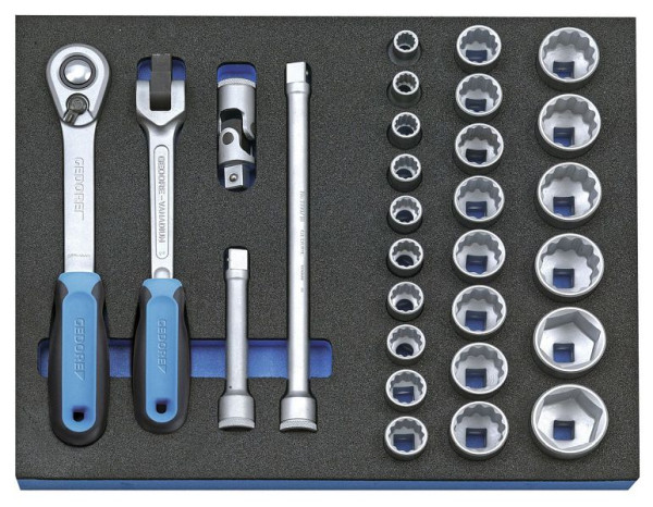 Insert d'outil de contrôle GEDORE avec assortiment de clés à douille 1/2'', 2016494
