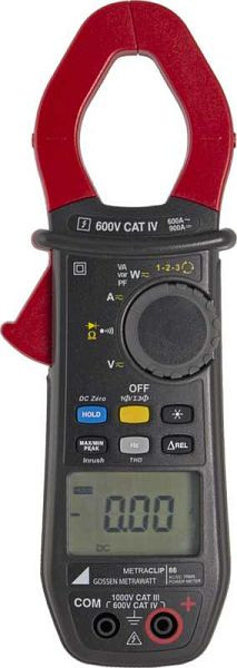 Pince multimètre Gossen Metrawatt pour courant, tension, puissance, harmoniques et fréquence, 600 V CAT IV METRACLIP 86, M312K