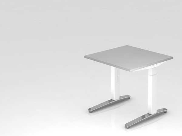 Bureau Hammerbacher pied C 80x80cm gris/blanc, poli, forme rectangulaire, VXB08/5/WC