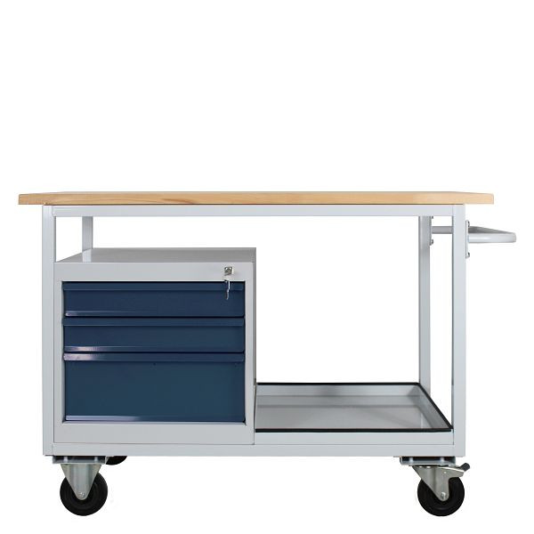 Etabli ADB Mobile Eko "type chariot à table" avec 3 tiroirs et étagère, RAL7035/7016, 42923